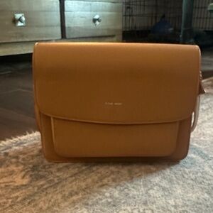 Tan Leather Crossbody Messenger Bag for Men